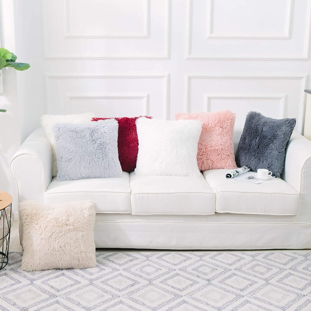 Teal Luxury Furry Adorable Trendy Throw Pillow Decor Cover Set Bedroom/Sofa - Picture 6 of 7